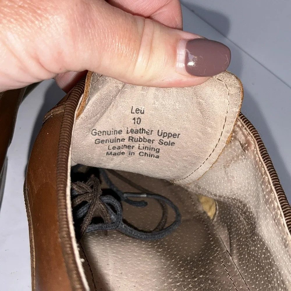 Aston Grey Dress Shoes Mens 10 Oxford Brown Leather Round Toe Lace‎ Up Casual